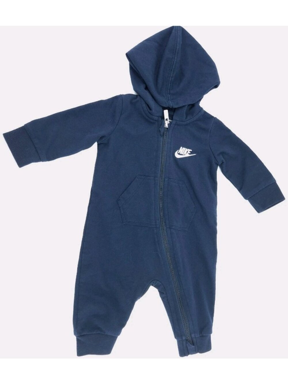 Nike Infant Baby Boy French Terry/Fleece Hooded Romper Size 3 Months Navy Blue